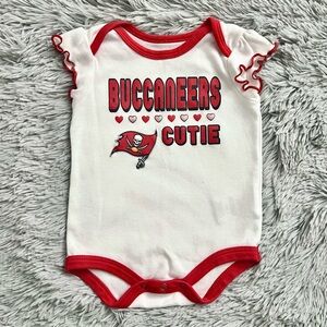 Red and White NFL Buccaneers Short Sleeve Onesie